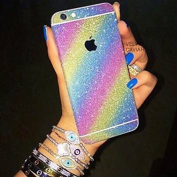 iPhone 6 Plus Parıltılı Simli Sticker Kaplama