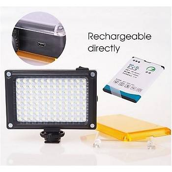 DSLR Kamera Üzerine Şarj Edilebilir 96 LED Video Işığı ve Filtresi