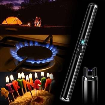 Plazma Ark Metal Çakmak USB Şarjlı Mutfak Kamp Barbekü Soba Mum Sigara 