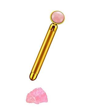 Titreimli Gzellik Masaj Kalemi Doal Pink Jade (Yeim) Ta, Gold ubuk
