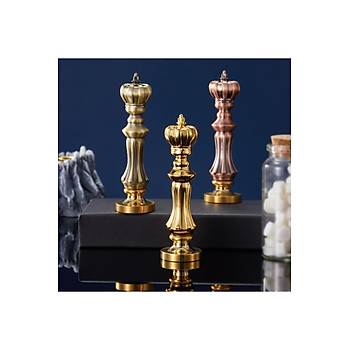 Mum M�h�r Damga Kolu Premium Metal Kraliyet Tac� Parlak Alt�n