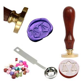 Mektup Damga Mühürü Terazi Burcu + 30 Mühür Mumu + Eritme Kaşığı