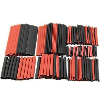 Poliolefin Isı Shrink Boru Tüp Kablo Sleeving Wrap Tel Seti 150 Adet 7.28 mt Siyah/Kırmızı