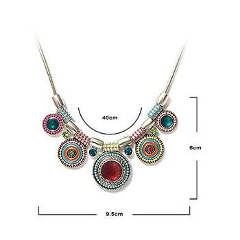 Gerdanlık Kolye Vintage Chokers Renkli Boncuk Gümüş Kaplama