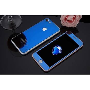 iPhone 6 6S İçin Ön/Arka Mirror Aynalı Ekran Koruyucu Tamperli Cam Lacivert Renk