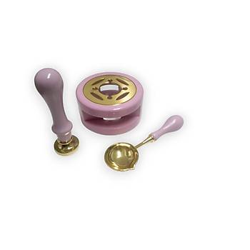 Davetiye Mum M�h�r� Uygulama Seti Leylak Renk 943 �ifte Kalp