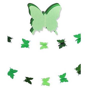D���n Do�um G�n� Parti Dekoru Ka��t Kelebek Dizesi Degrade Ye�il