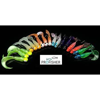 PROFISHER 17 li Set Silikon Jiket İğne Kurşun Kafa Sahte Yem 5 cm 7,5 gr    