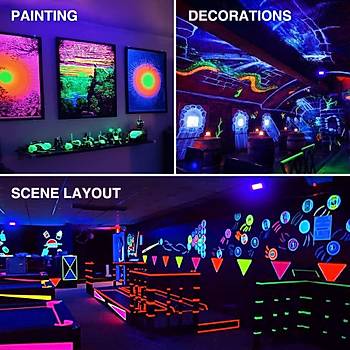 50W LED UV 395nm + RGB Projektör Kürleme Işık Parti Ambiyans IP66 
