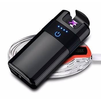 Çift Ark Plazma Çakmak Dokunmatik Sensörlü Elektronik USB Qi Hýzlý Þarj