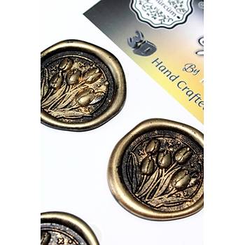 M�h�rc�m Antique Tulips 12 Adet 3D Haz�r Kendinden Yap��kanl� Sticker M�h�r RM2108