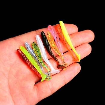 PROFISHER 10 Renk Silikon Solucan 5 cm 0,6 gr Yapay Kurtuk Yem 