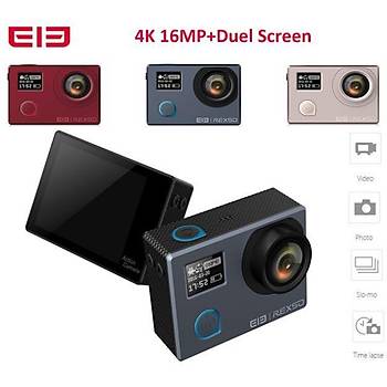 Çift Ekran 4K WiFi Aksiyon Kamera Elephone REXSO Explorer 170 Derece Lens Kamera 