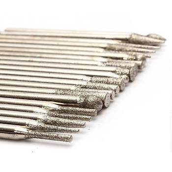 Elmas Freze Taşlama İğne Zımpara 20li Set 2.35mm 3mm Dremel Hobi