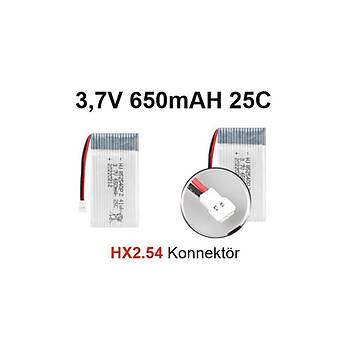 Lipo Pil 3.7V 650mAh 25C Dron ve RC Model Bataryası HX2.54 Soket