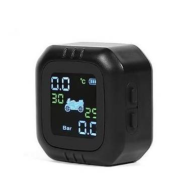 Motosiklet TPMS Gerçek Zamanlı Lastik Basıncı İzleme Sistemi Kablosuz Lcd Ekran 