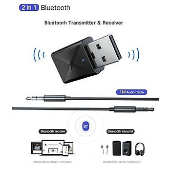 Bluetooth 5.0 Stereo Ses Alıcı Verici Mini 3.5mm AUX  TV PC Araç Kablosuz Adaptör