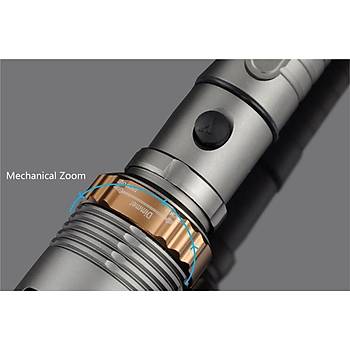 LED Taktik El Feneri 8000lm 500mt CREE XM-L T6 5 modlu + arj Adaptr +18650 Pil