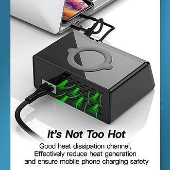 100W 8 Port USB Hızlı Şarj Cihazı PD QC3.0 HUB Qi Kablosuz Şarj 