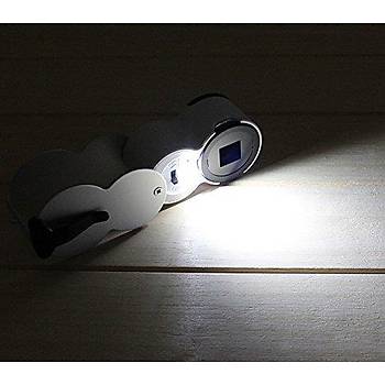 45x 22mm Katlanır Ölçekli Optik Lens 2 Beyaz Led 1 UV Led Işıklı 