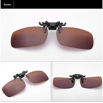 Clip-on Polarize Gne Gzl Menteeli Kahverengi Lens 