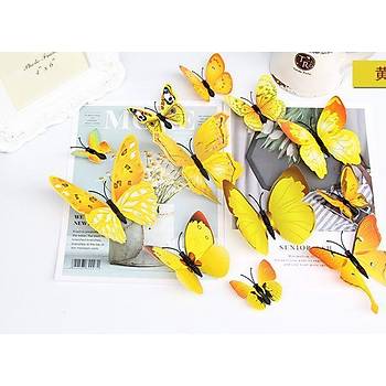 3D PVC Manyetik Kelebek 12 li Duvar S�sleme Dekorasyon Model H3