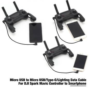 DJI Mavic Pro 3 x Kumanda dan Telefona Veri Kablosu IOS/Micro/Tip-C 
