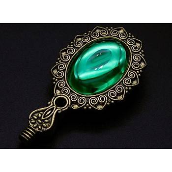 Kraliyet Yeşil Taşlı Döküm Metal Mum Mühürü Sapı Antik Gold 