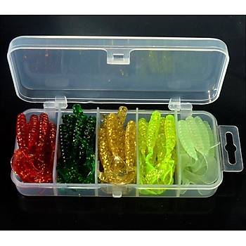 PROFISHER 51 Para Set 5 Renk Silikon Yapay Sahte Balk Simli Yem 5cm