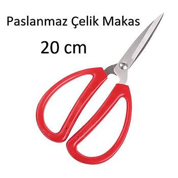 Dayanıklı Keskin 420 Paslanmaz Çelik Makas 20cm Kırmızı ABS Elastik Saplı