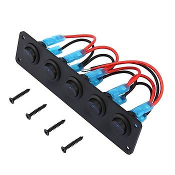 On/Off Led 5 li Switch Paneli 12V Devre Kesici Ar Yk Koruma