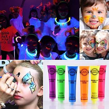 6 Renk Neon Floresan Vücut Boya Sanatı Parti Festivali Makyaj Yüz Boyama