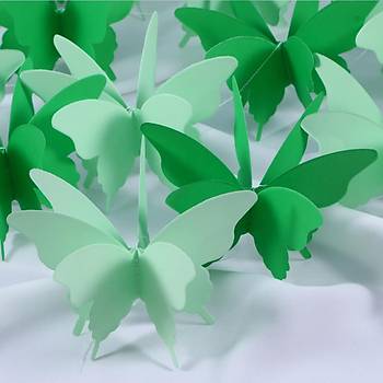 D���n Do�um G�n� Parti Dekoru Ka��t Kelebek Dizesi Degrade Ye�il
