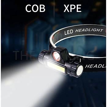 Kafa Lambas� Cob + XPE Led �arjl� Dahili Pil M�knat�sl� 2 Modlu