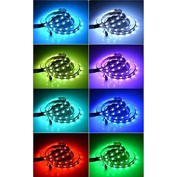 USB Çıkışlı Led RGB Çok Renkli TV Bilgisayar Arka Plan Dekoratif Işık 17 Buton Kumandalı 