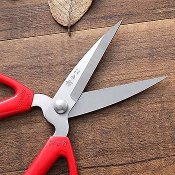 Dayanıklı Keskin 420 Paslanmaz Çelik Makas 20cm Kırmızı ABS Elastik Saplı