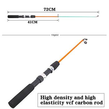 Buz Balıkçılık Kısa Olta Kamışı 72 cm Mini Taşınabilir Sert Çubuk 