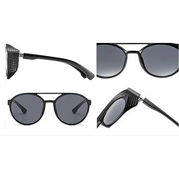 UV400 Güneş Gözlüğü Yuvarlak Steampunk Unisex Moda 2019 Silver Mercury