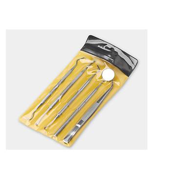 Paslanmaz Çelik Diş Temizleme Ağız Bakımı 5 li Set Ayna Orak Skaler Spatula Cımbız