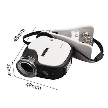 55X B�y�te� Telefon Klipsli Optik Makro Lens B�y�te� 2 LED 1 UV LED ORCA