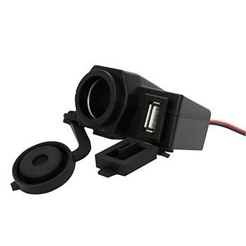 Motosiklet Atv Tekne Su Geçirmez 2.1A USB Şarj 12V Çakmak Yatağı Güç Kaynağı
