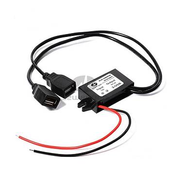Stepdown Voltaj Regülatörü Giriş 12V Çıkış 5V 3A Çift USB Çıkışlı Su Geçirmez  