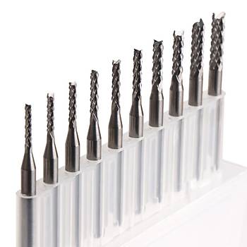 Tungsten Karbr PCB Kesme Oyma CNC Freze U 1.5-3.1mm 10lu Set