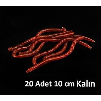 PROFISHER 20 Adet Silikon Yapay 8cm Kaln Solucan Sahte Yem 