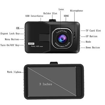 1080P Full HD 3.0 in DVR Ara Kamera Kaydedici G-sensor Gece Gr 