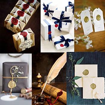 M�h�r Mumu Seti Damga Diy Zarf Kurdele Davetiye 