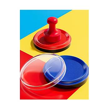 Mavi M�rekkepli Yuvarlak Bask� Pedi 8cm Istampa Ofis Su Bazl�