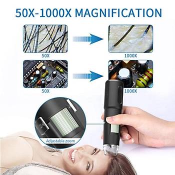 1000X Wifi Kablosuz Dijital USB Mikroskop 8 Ayarl Ledli Standl 