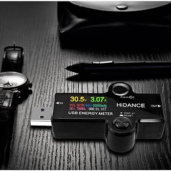 Bluetooth USB 3.0 12 in 1 DC Dijital Renkli Ekran Volt Amper Akım Gerilim Ölçer