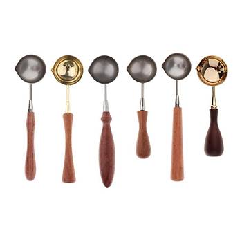 Ahşap Sap Mum Mühürü Eritme Kaşığı Ergonomik Dizayn Gold
